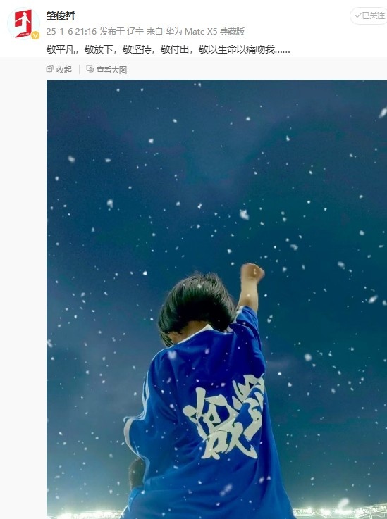  沧州雄狮解散，肇俊哲发文：敬坚持，敬付出，敬以生命以痛吻我