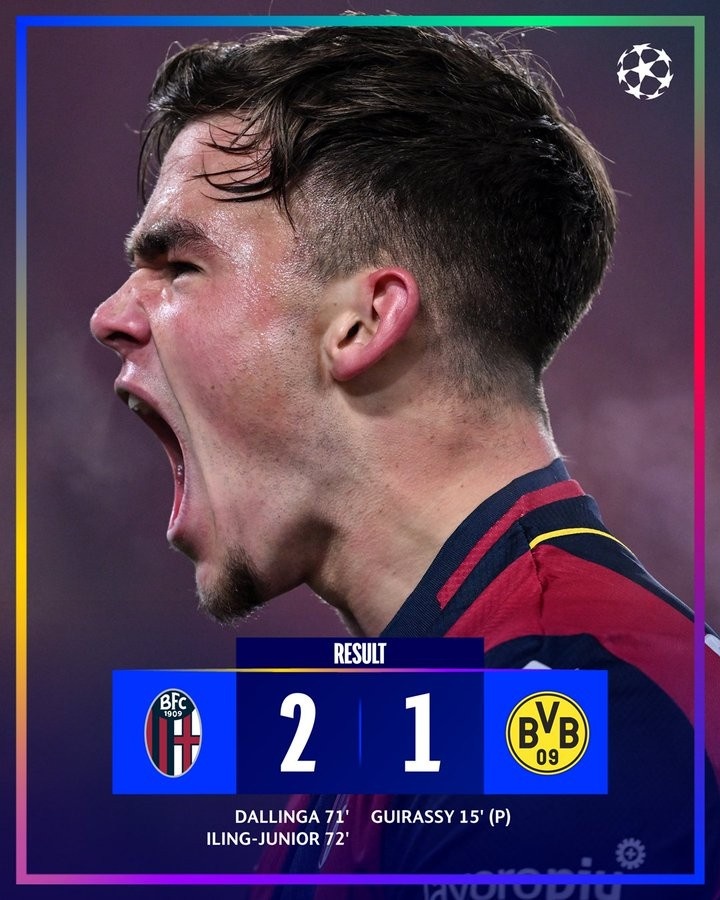  主场2-1逆转多特！博洛尼亚取得队史欧冠联赛首胜
