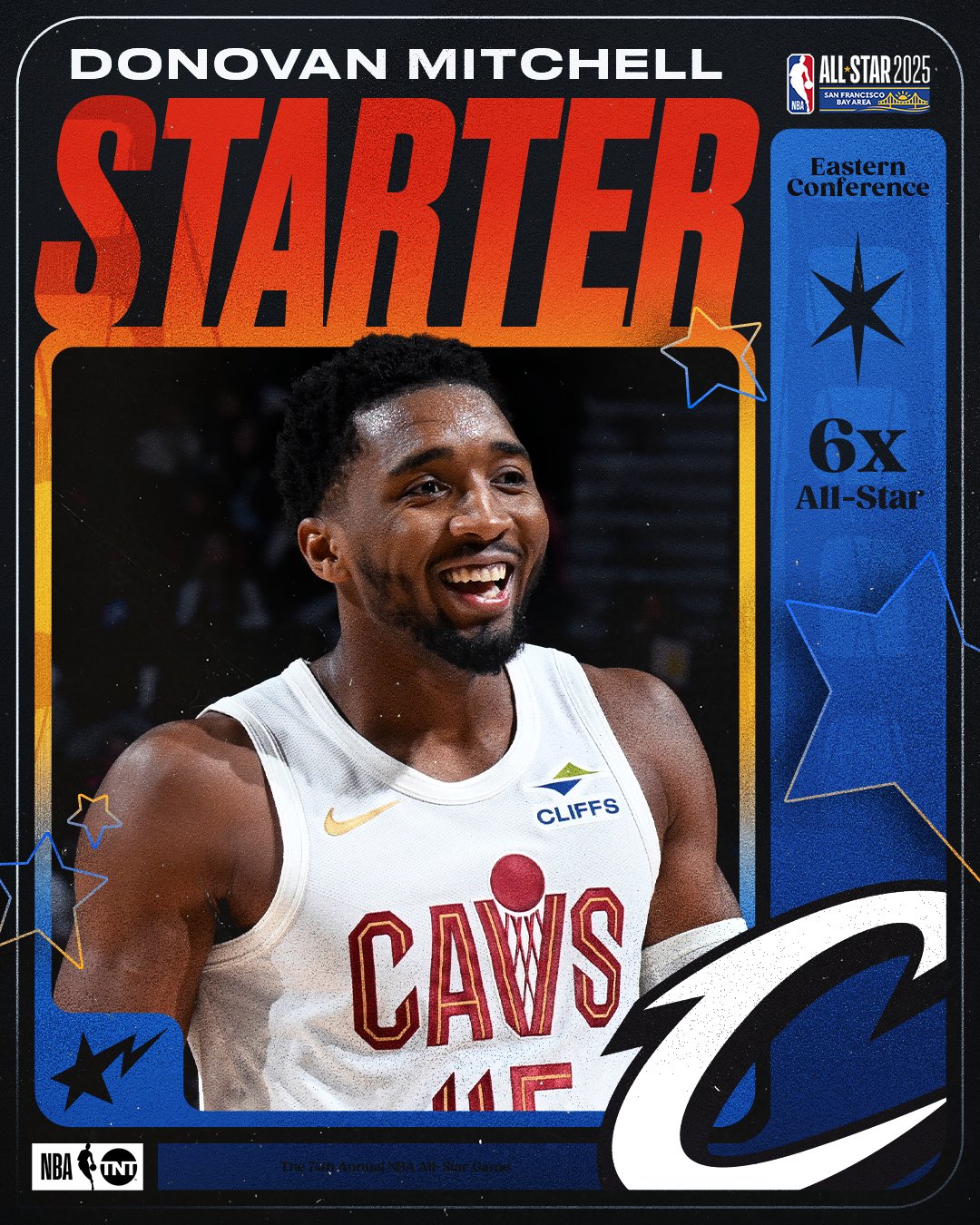  米切尔入选2025NBA全明星东部首发 生涯第六次入选全明星